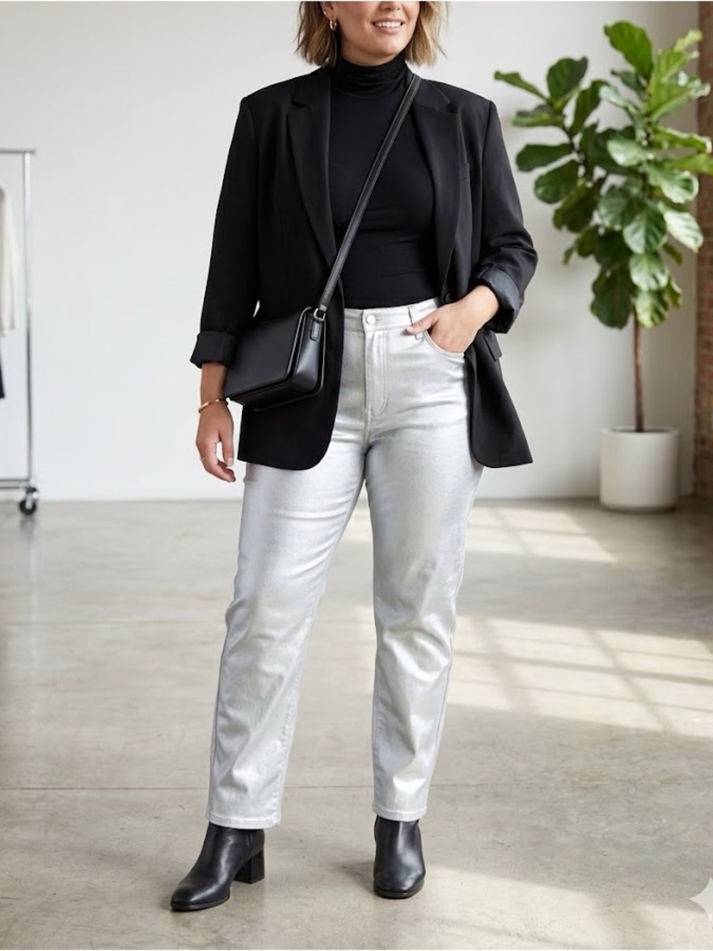 HDE Metallic Silver Pants Fleece Interior